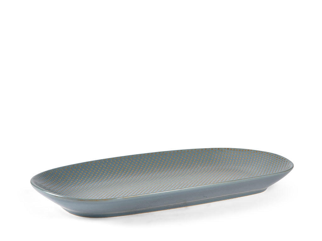 SERVIERPLATTE - Blau/Grau, Trend, Keramik (36/20/4cm) - Villa Collection