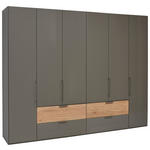 KLEIDERSCHRANK  in Anthrazit, Eichefarben  - Schieferfarben/Eichefarben, Design, Glas/Holzwerkstoff (300/216/58cm) - Dieter Knoll