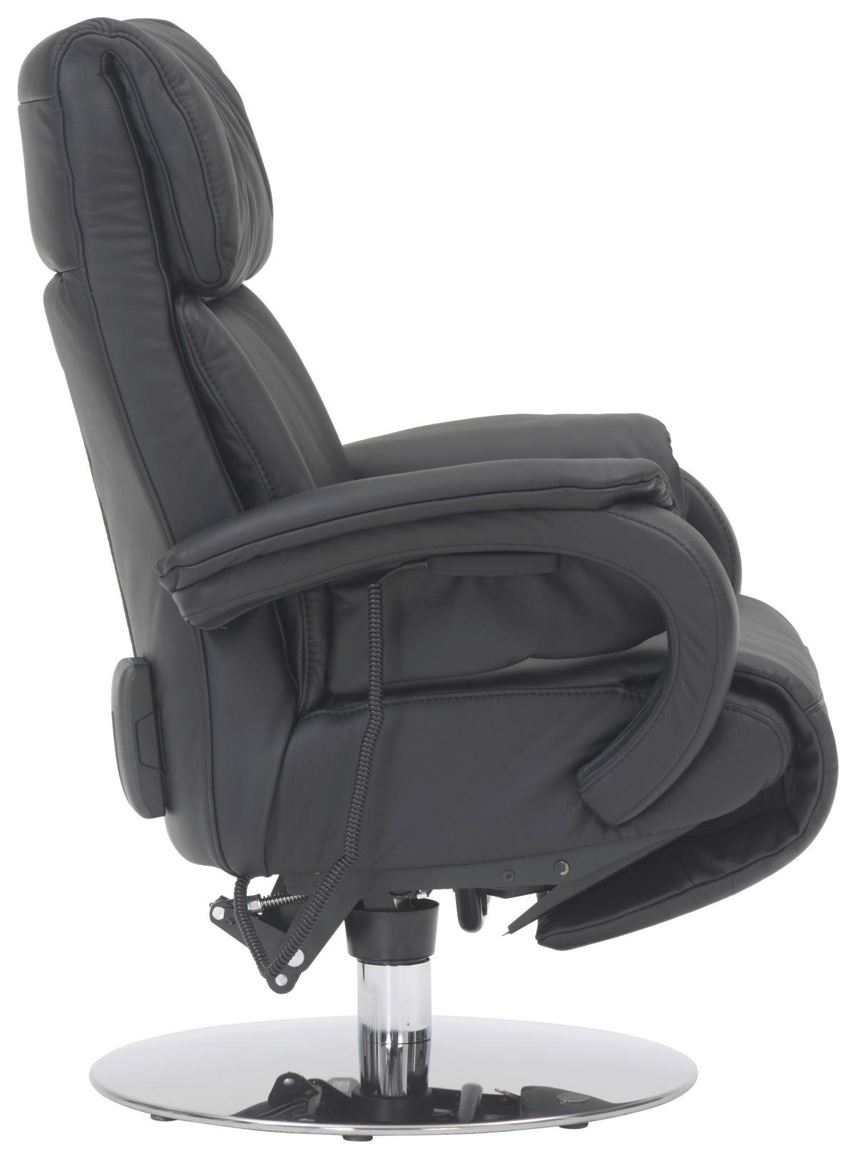 RELAXSESSEL in Leder Schwarz  - Chromfarben/Schwarz, Design, Leder/Metall (72/98/85cm) - Himolla