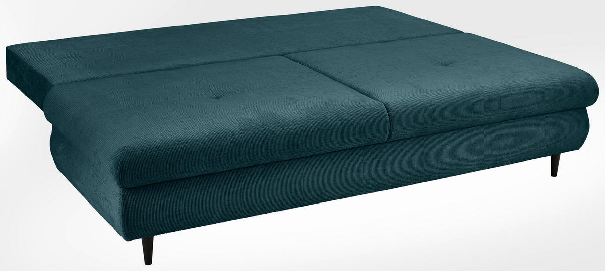 SCHLAFSOFA Chenille Petrol  - Petrol/Schwarz, KONVENTIONELL, Holz/Textil (212/97/105cm) - Carryhome