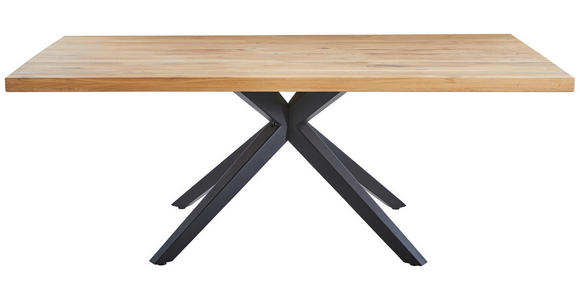 ESSTISCH in Holz 180/90/75 cm  - Eichefarben/Schwarz, Design, Holz/Metall (180/90/75cm) - Linea Natura