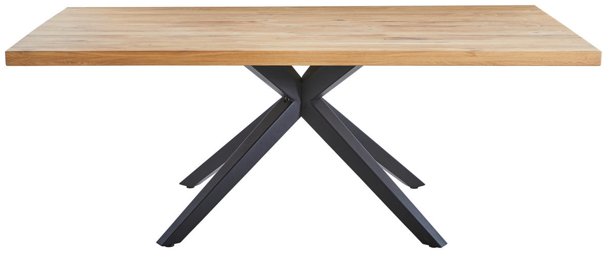 ESSTISCH in Holz 180/90/75 cm  - Eichefarben/Schwarz, Design, Holz/Metall (180/90/75cm) - Linea Natura