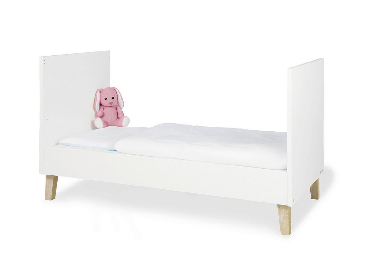 GITTERBETT LUMI   140/70 cm  - Eichefarben/Weiß, Design, Holz/Holzwerkstoff (140/70cm) - Pinolino