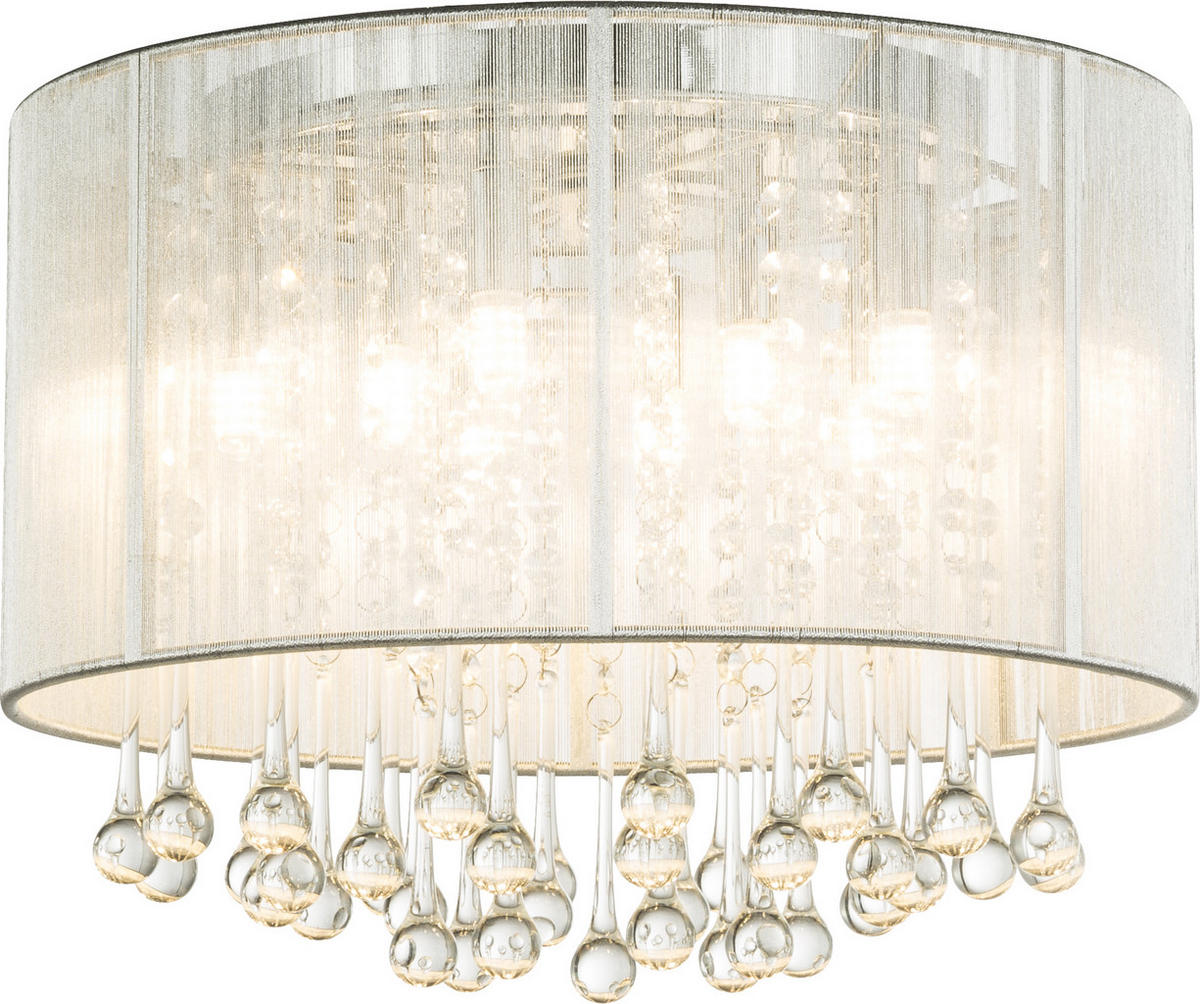 LED-DECKENLEUCHTE 40/29 cm   - Silberfarben, LIFESTYLE, Glas/Textil (40/29cm) - Globo