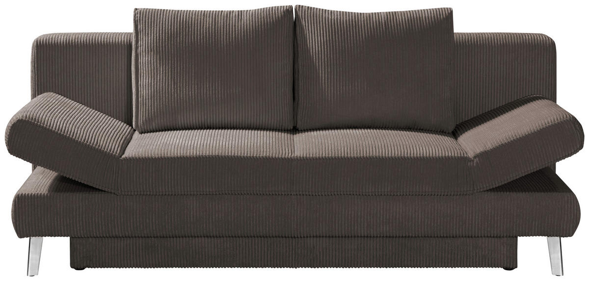 SCHLAFSOFA in Cord Braun  - Chromfarben/Braun, Design, Textil/Metall (200/85/90cm) - Xora