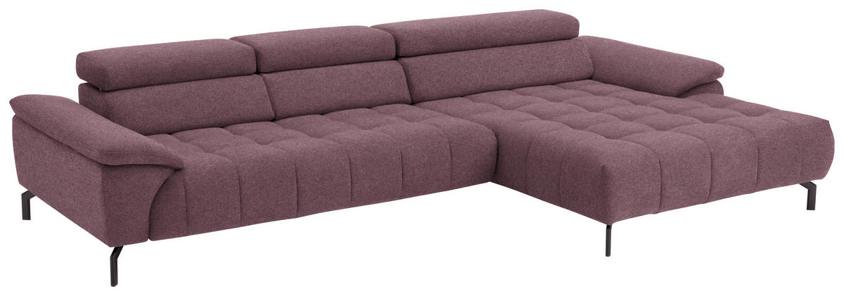 ECKSOFA in Chenille Beere  - Beere/Schwarz, Design, Textil/Metall (329/190cm) - Beldomo Style