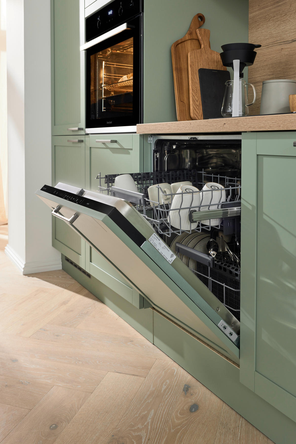 EINBAUKÜCHE   - Eukalyptusholzfarben/Grün, Design, Holzwerkstoff - Novel