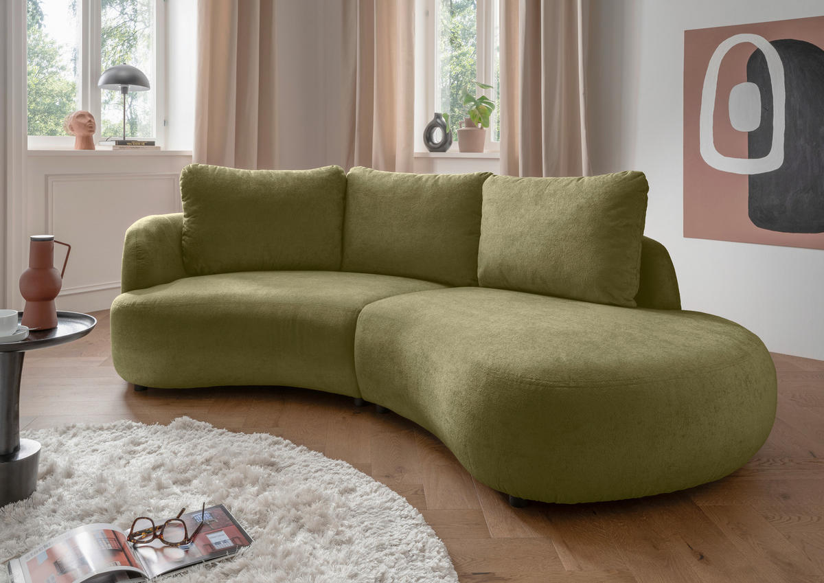 ECKSOFA in Mikrofaser Grün  - Schwarz/Grün, Modern, Kunststoff/Textil (139/250cm) - Livetastic