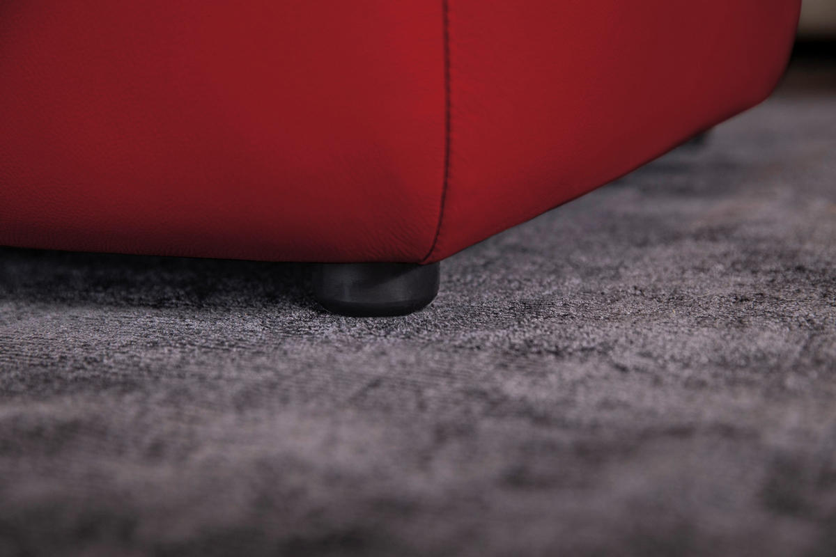 ECKSOFA in Echtleder Dunkelrot  - Schwarz/Dunkelrot, Modern, Leder/Kunststoff (300/164cm) - W.Schillig
