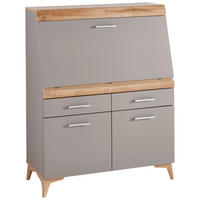 SEKRETÄR  Kabeldurchlass, Stauraum  - Eichefarben/Alufarben, LIFESTYLE, Holzwerkstoff/Kunststoff (98/124/39,6cm) - Carryhome