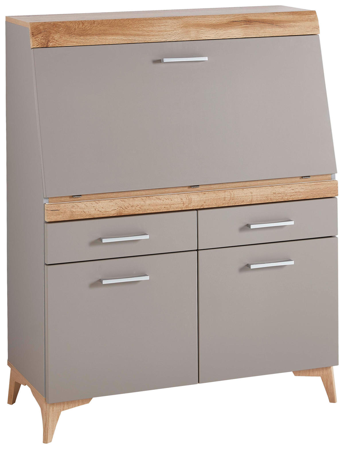 SEKRETÄR  Kabeldurchlass, Stauraum  - Eichefarben/Alufarben, LIFESTYLE, Holzwerkstoff/Kunststoff (98/124/39,6cm) - Carryhome