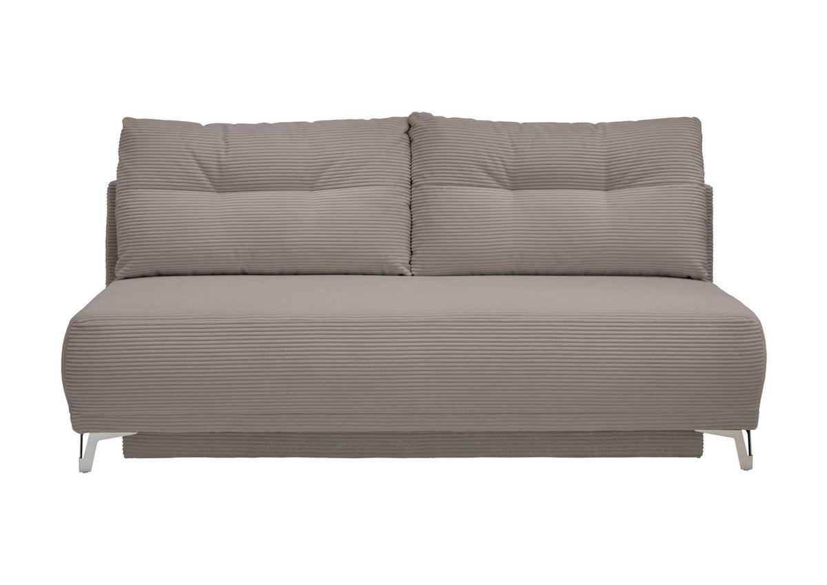 SCHLAFSOFA in Cord Graubraun  - Chromfarben/Graubraun, Modern, Textil/Metall (198/90/100cm) - Livetastic
