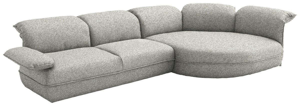 ECKSOFA Chenille Ecru  - Ecru/Schwarz, Design, Kunststoff/Textil (343/154cm) - Koinor