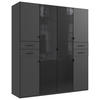 ARMOIRE in couleur graphite, noir  - couleur graphite/noir, Konventionell, matière synthétique/verre (180/208/58cm) - Modante