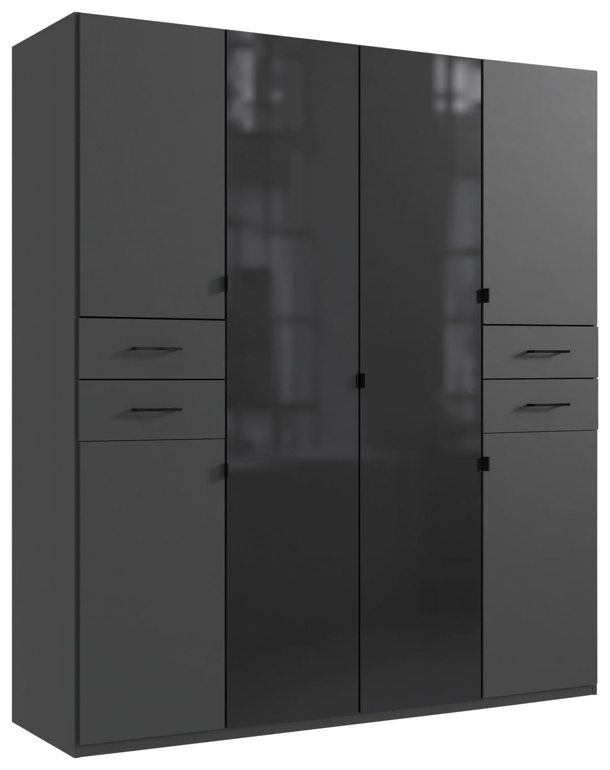 ARMOIRE in couleur graphite, noir  - couleur graphite/noir, Konventionell, matière synthétique/verre (180/208/58cm) - Modante