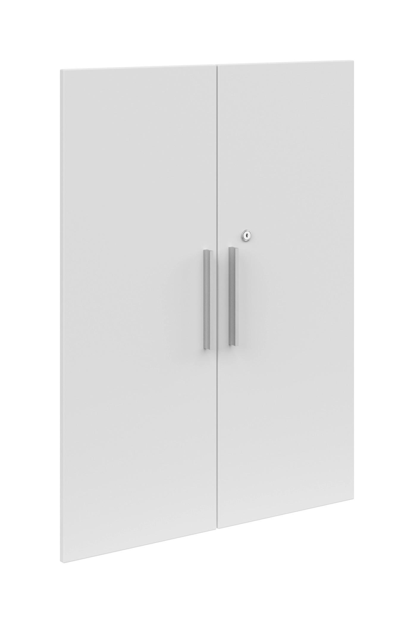 TÜRENSET - Weiß Hochglanz/Silberfarben, KONVENTIONELL, Holzwerkstoff/Metall (80/101/1,6cm) - Voleo