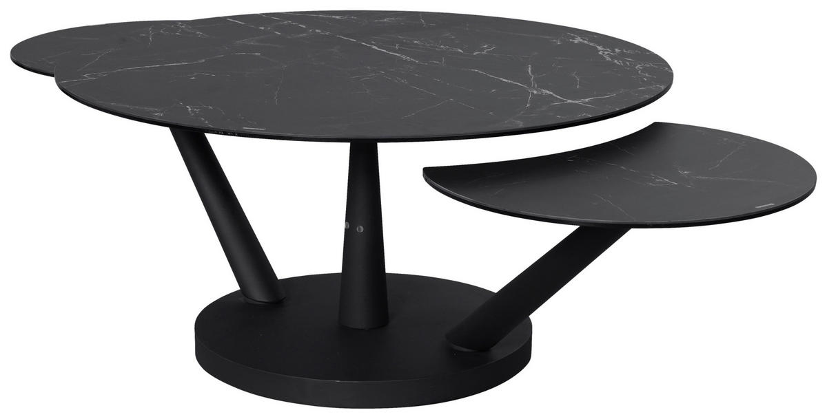 COUCHTISCH ESG 88-150/88/43 cm rund Schwarz  - Schwarz, Design, Glas/Keramik (88-150/88/43cm) - Dieter Knoll