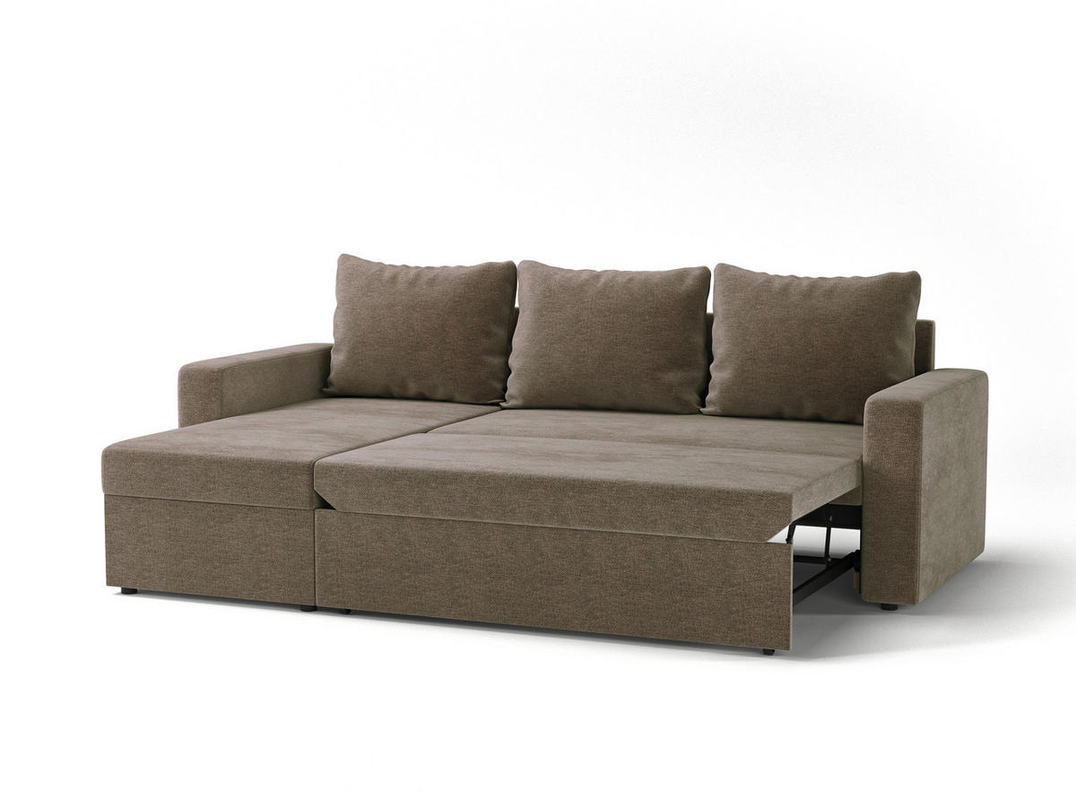 ECKSOFA HOLLYWOOD in Flachgewebe Olivgrün  - Schwarz/Olivgrün, Design, Kunststoff/Textil (151/230cm) - MID.YOU
