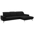 ECKSOFA in Echtleder Schwarz  - Schwarz, Design, Leder/Metall (332/193cm) - Dieter Knoll