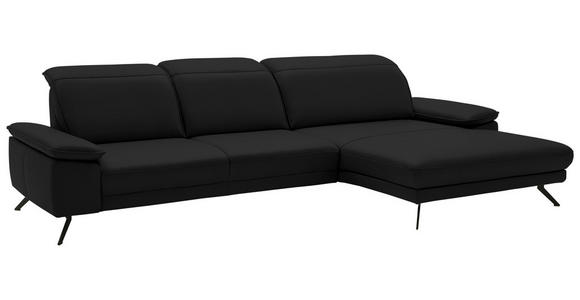 ECKSOFA in Echtleder Schwarz  - Schwarz, Design, Leder/Metall (332/193cm) - Dieter Knoll