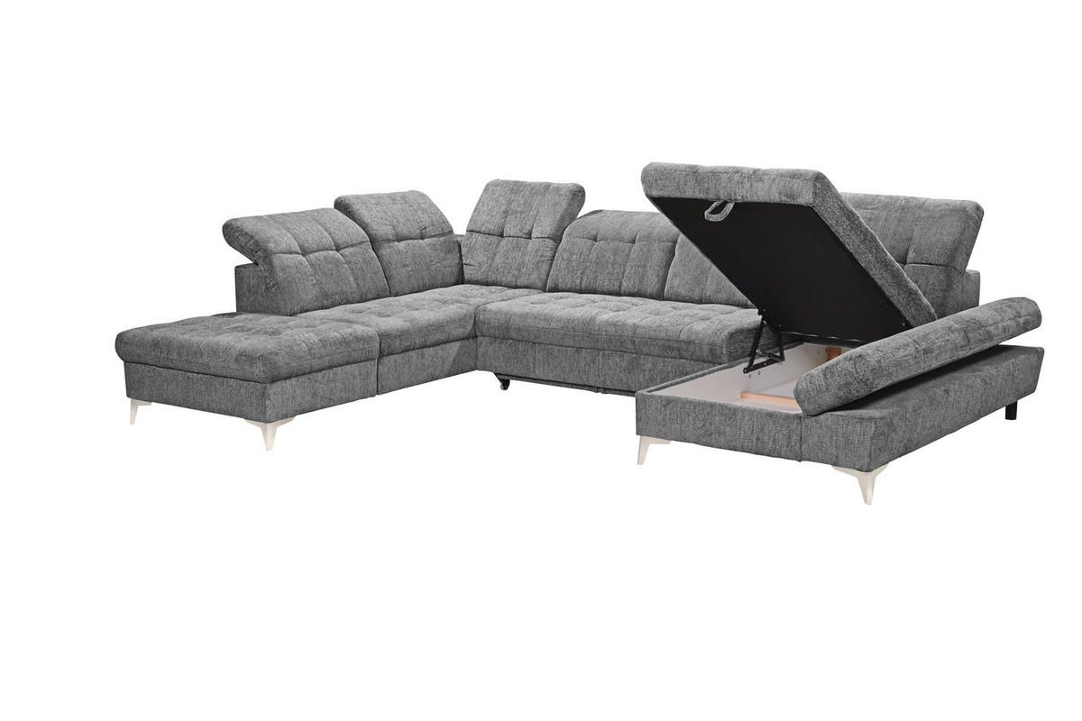 WOHNLANDSCHAFT Mikrovelours Grau  - Kaschmir/Grau, Modern, Kunststoff/Textil (245/348/168cm) - MID.YOU