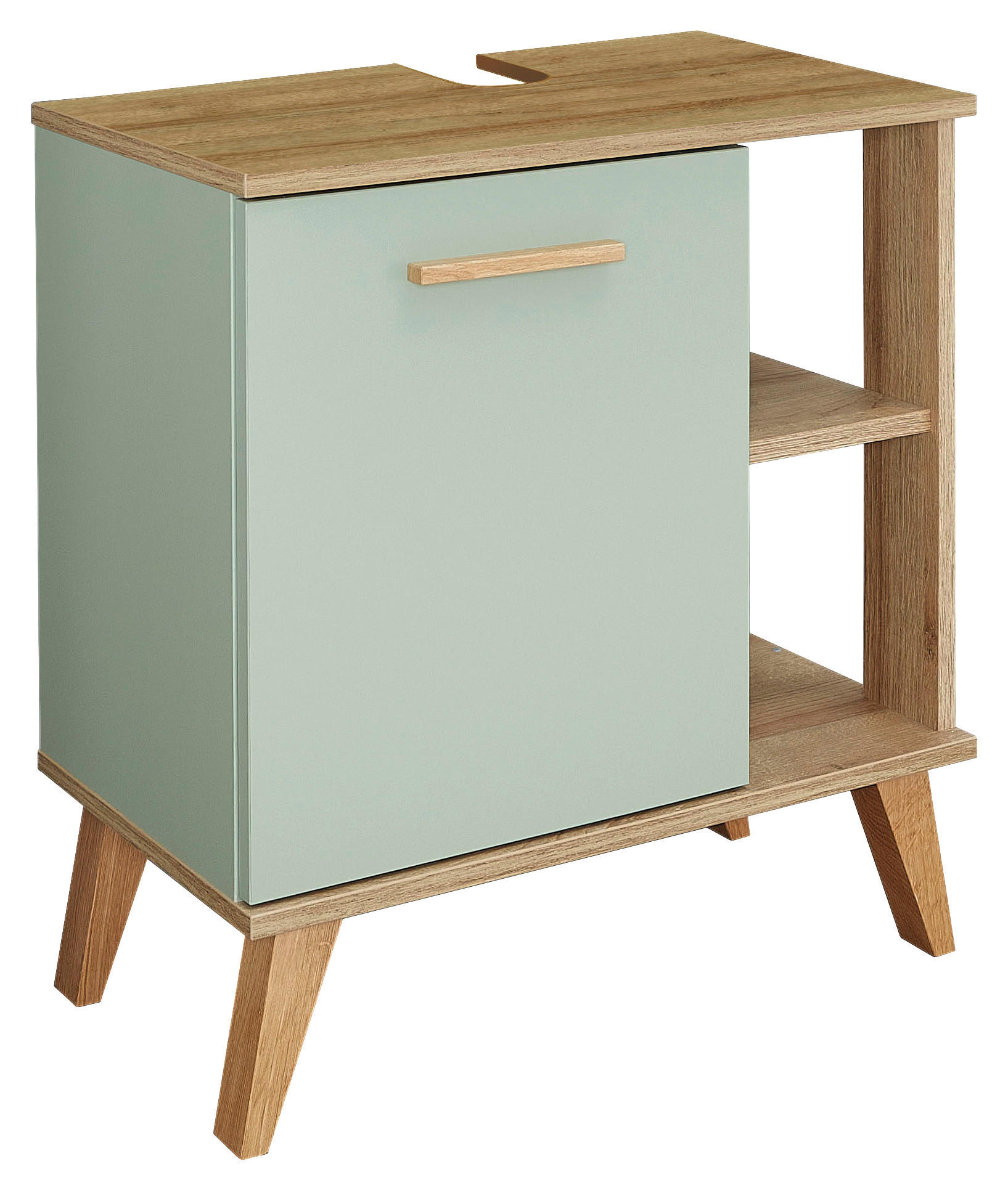 Xora Waschbeckenunterschrank Salvie Eiche, Salbeigrün 60.5x65x33 cm