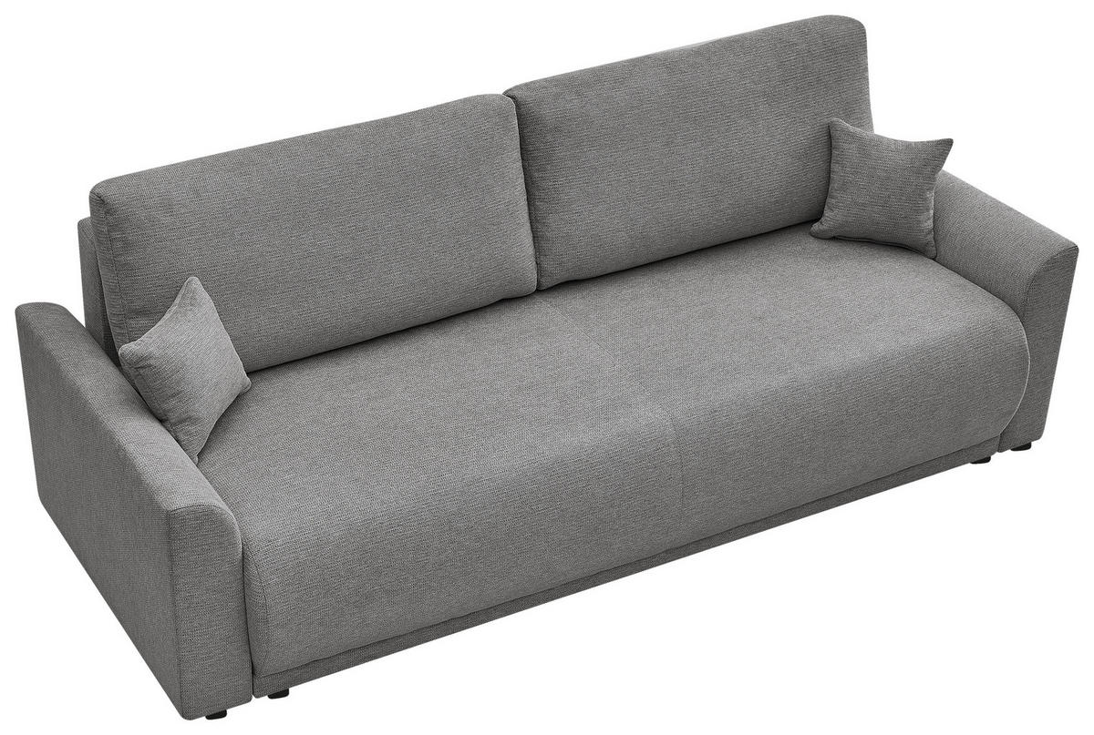 SCHLAFSOFA KIMMY Struktur Grau  inkl. Zierkissen, Rückenkissen, Bettkasten  - Schwarz/Grau, Design, Kunststoff/Textil (234/90/103cm) - P & B