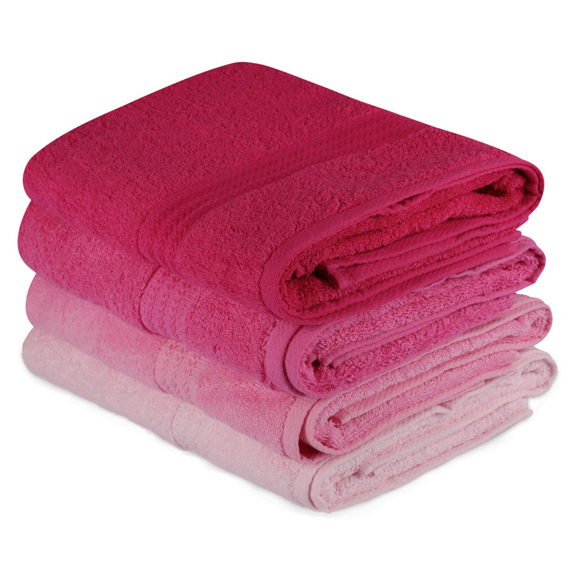 DUSCHTUCHSET Rosa, Pink, Hellrosa, Dunkelrosa 4-teilig  - Pink/Hellrosa, Basics, Textil (70/140cm)