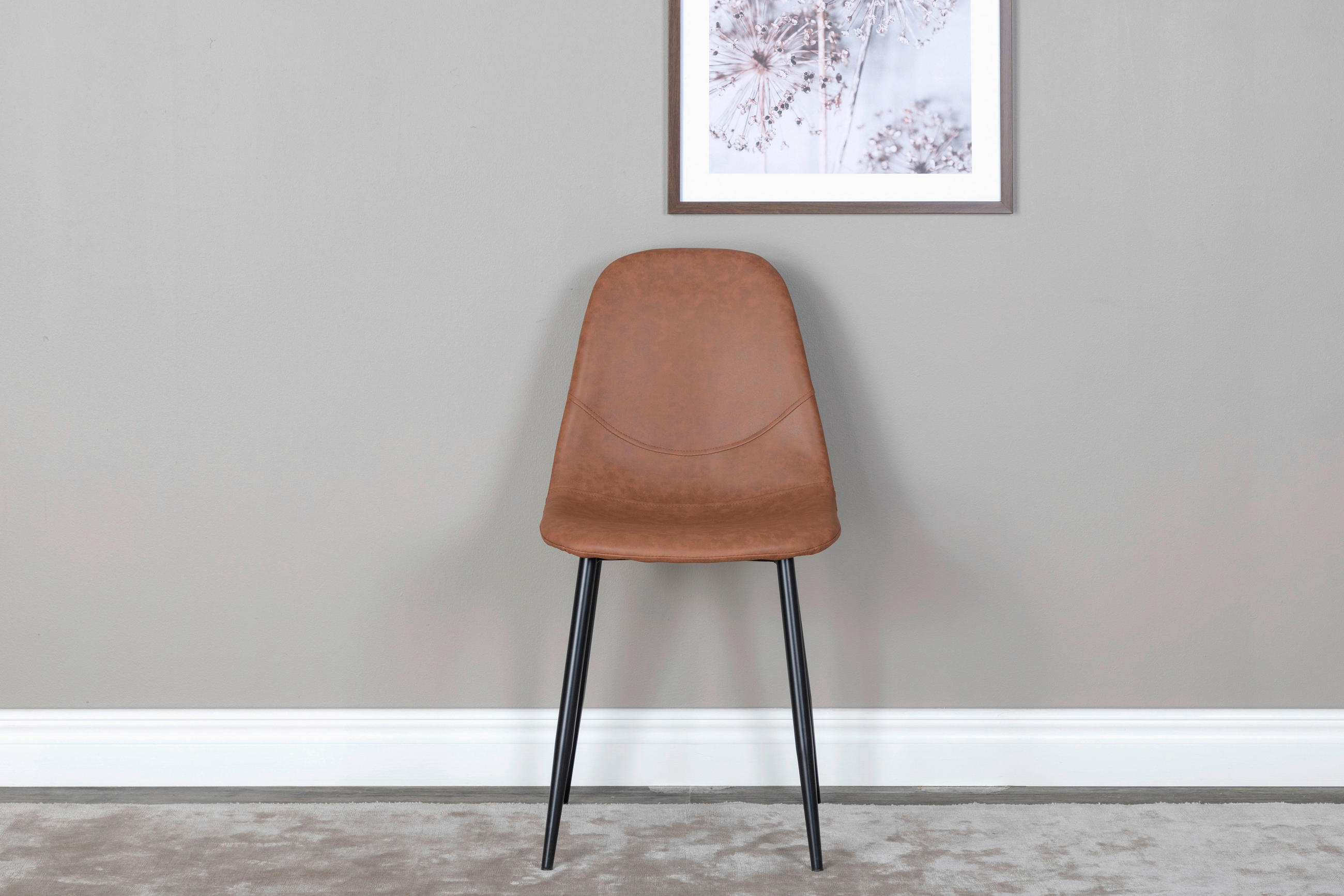 STOLSET 2 styck läderimitation (vegan)  - brun/svart, Design, metall/textil (44/87/53cm) - Livetastic