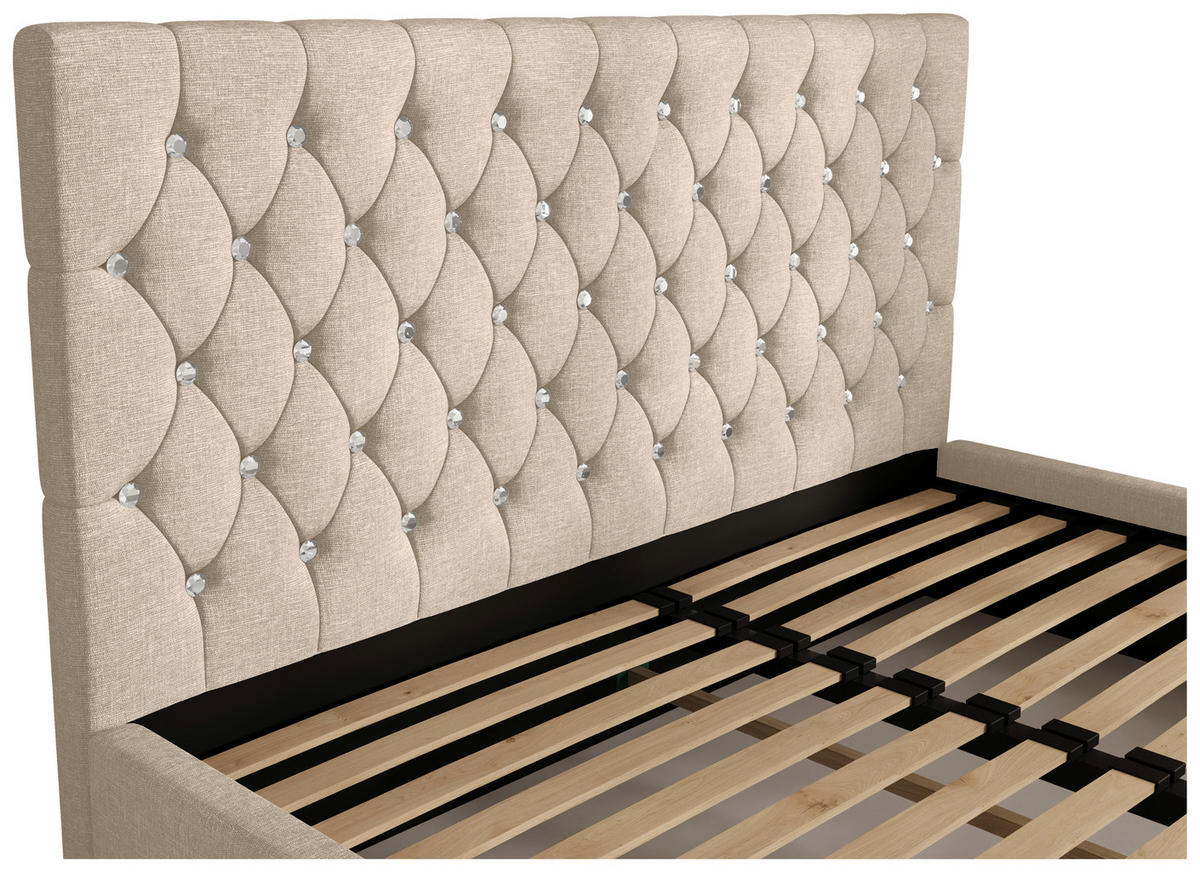 POLSTERBETT 200/200 cm,  in Cappuccino, gepolstertes Kopfteil, Lattenrost, Bettkasten,  - Chromfarben/Schwarz, MODERN, Holz/Kunststoff (200/200cm) - Chameo