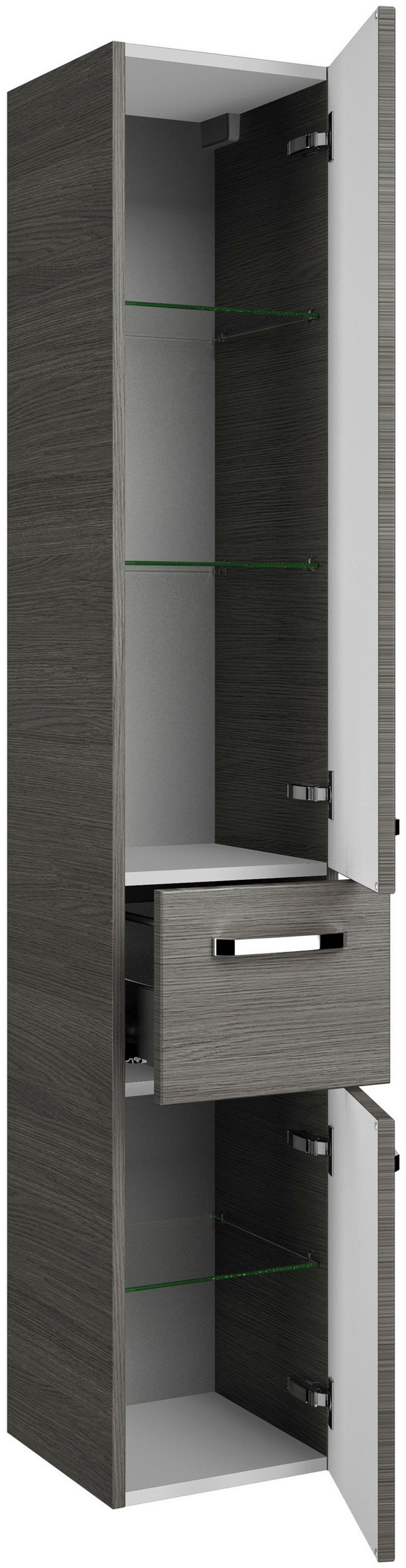 MAGASSZEKRÉNY 30/168/33 cm  - grafitszürke/króm, Basics, faalapú anyag/Üveg (30/168/33cm) - Sadena
