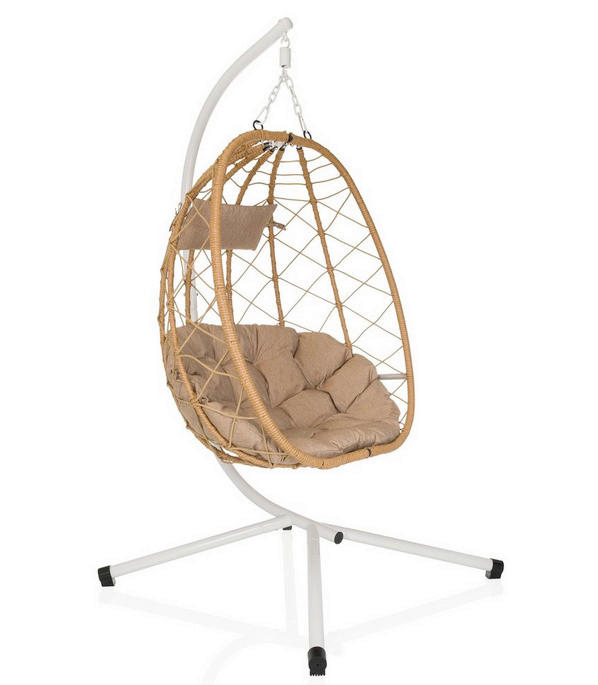 HÄNGESESSEL 98/188/114 cm Eisen  - Beige/Weiß, MODERN, Kunststoff/Textil (98/188/114cm) - MID.YOU