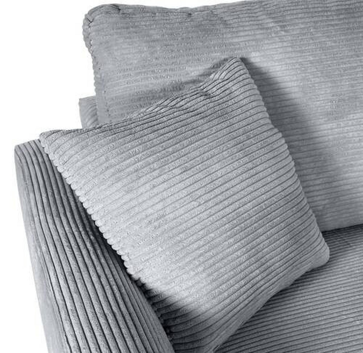 ECKSOFA in Cord Grau  - Schwarz/Grau, Design, Kunststoff/Textil (240/175cm) - Landscape