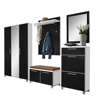 GARDEROBE 6-teilig  in 245/195/40 cm  - Taupe/Anthrazit, Design, Glas/Holzwerkstoff (245/195/40cm)