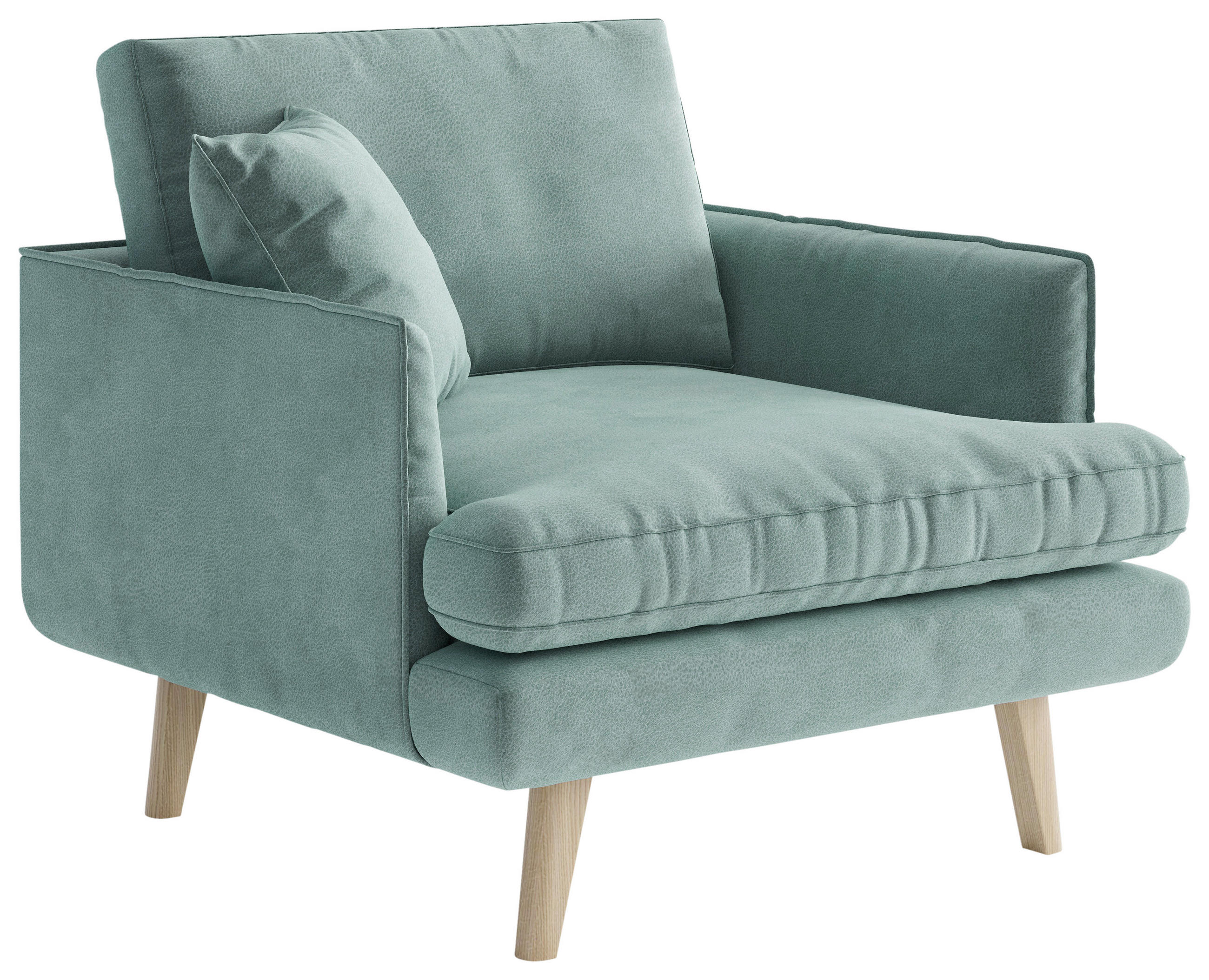 DESIGNSESSEL in Velours Hellblau  - Naturfarben/Hellblau, Design, Holz/Textil (80/93/92cm) - Livetastic