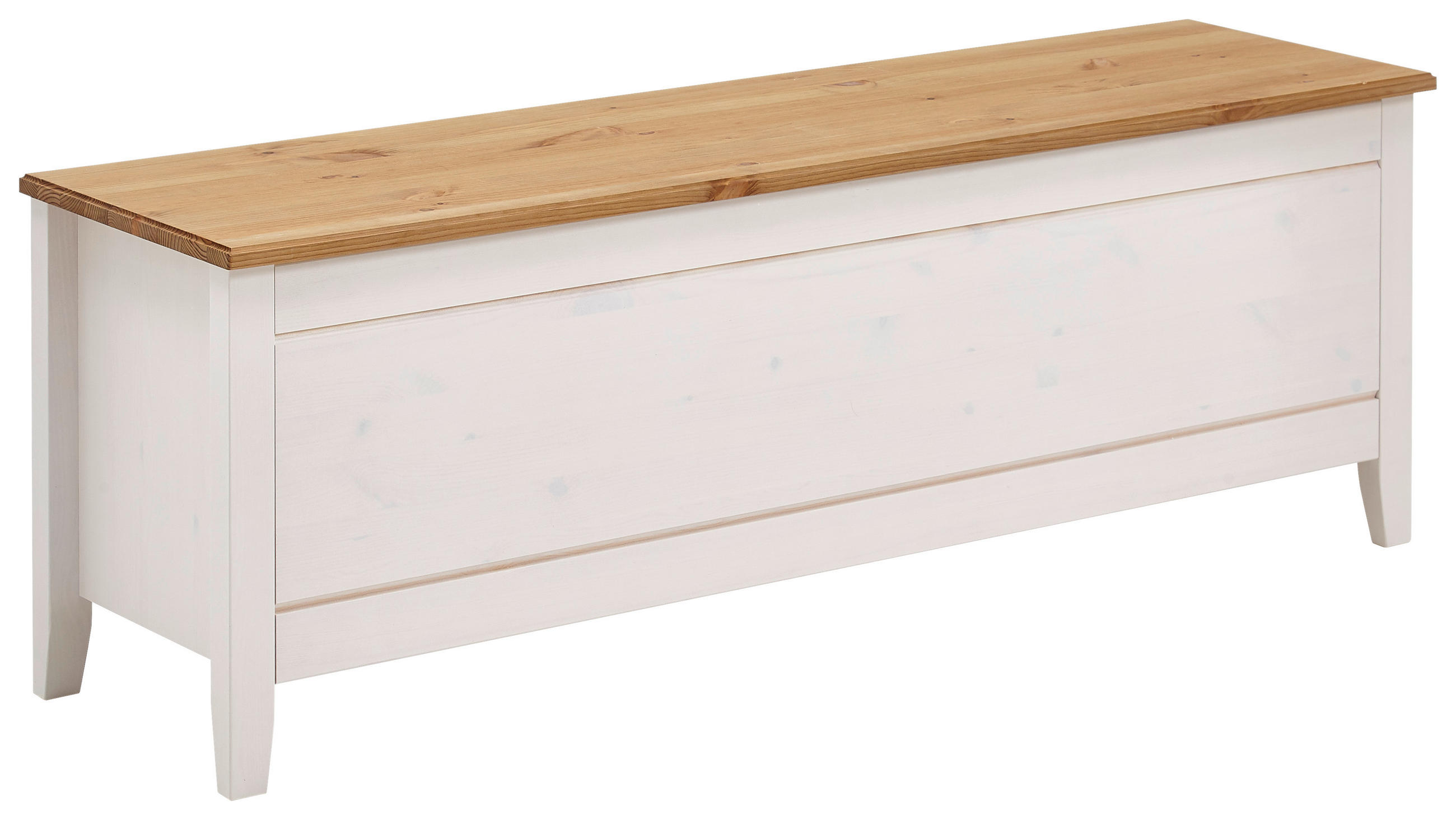 BETTBANK Kiefer Weiß, Laugenfarbig  - Laugenfarbig/Weiß, ROMANTIK / LANDHAUS, Holz (136/47/38cm) - Boxxx