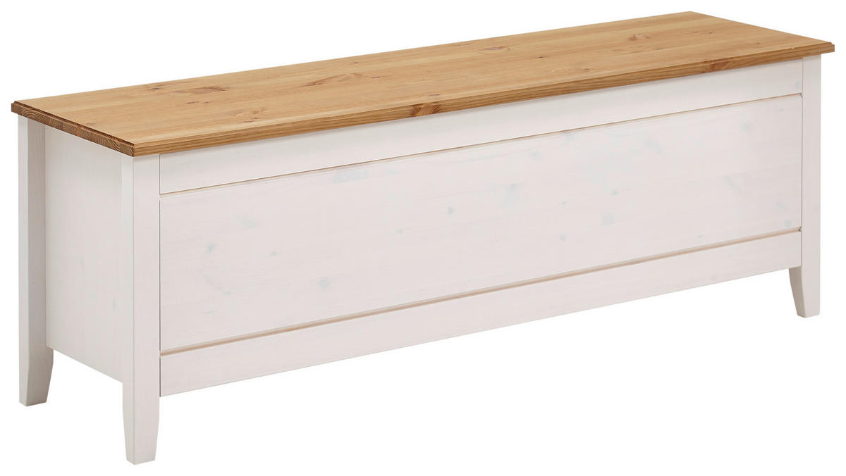 BETTBANK Kiefer Weiß, Laugenfarbig  - Laugenfarbig/Weiß, ROMANTIK / LANDHAUS, Holz (136/47/38cm) - Boxxx
