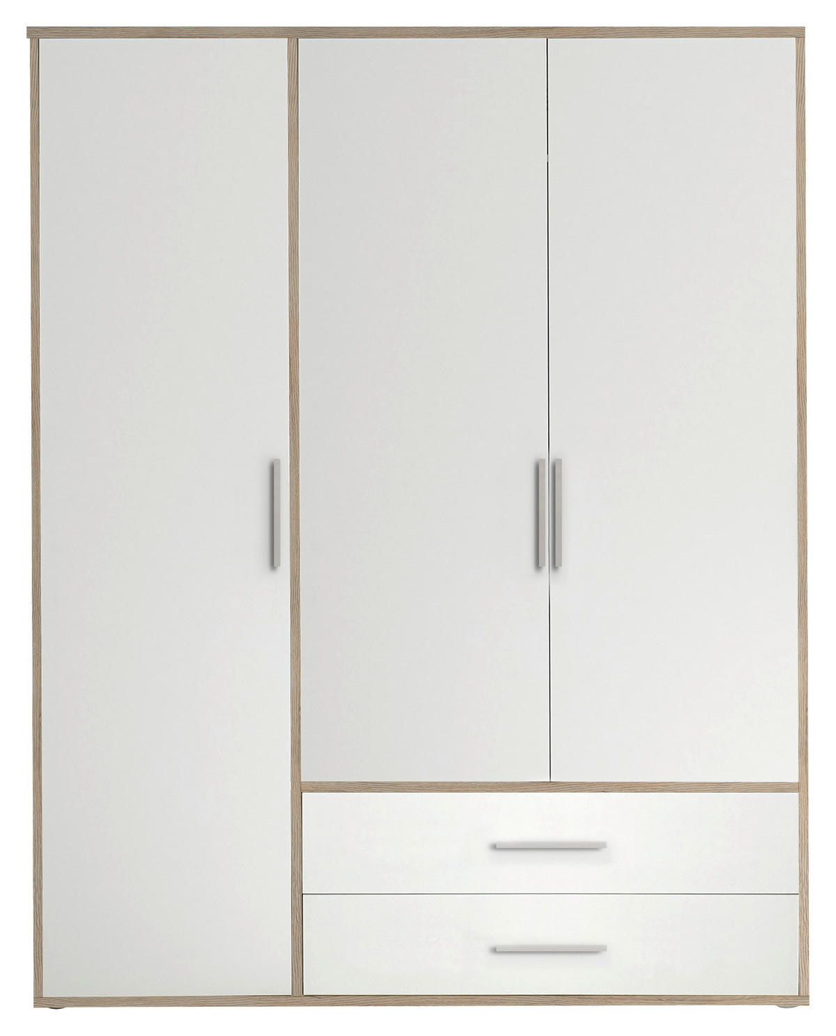 KLEIDERSCHRANK 155/195/60 cm 3-türig Weiß, Eiche San Remo  - Alufarben/Weiß, KONVENTIONELL, Holzwerkstoff/Kunststoff (155/195/60cm) - Boxxx