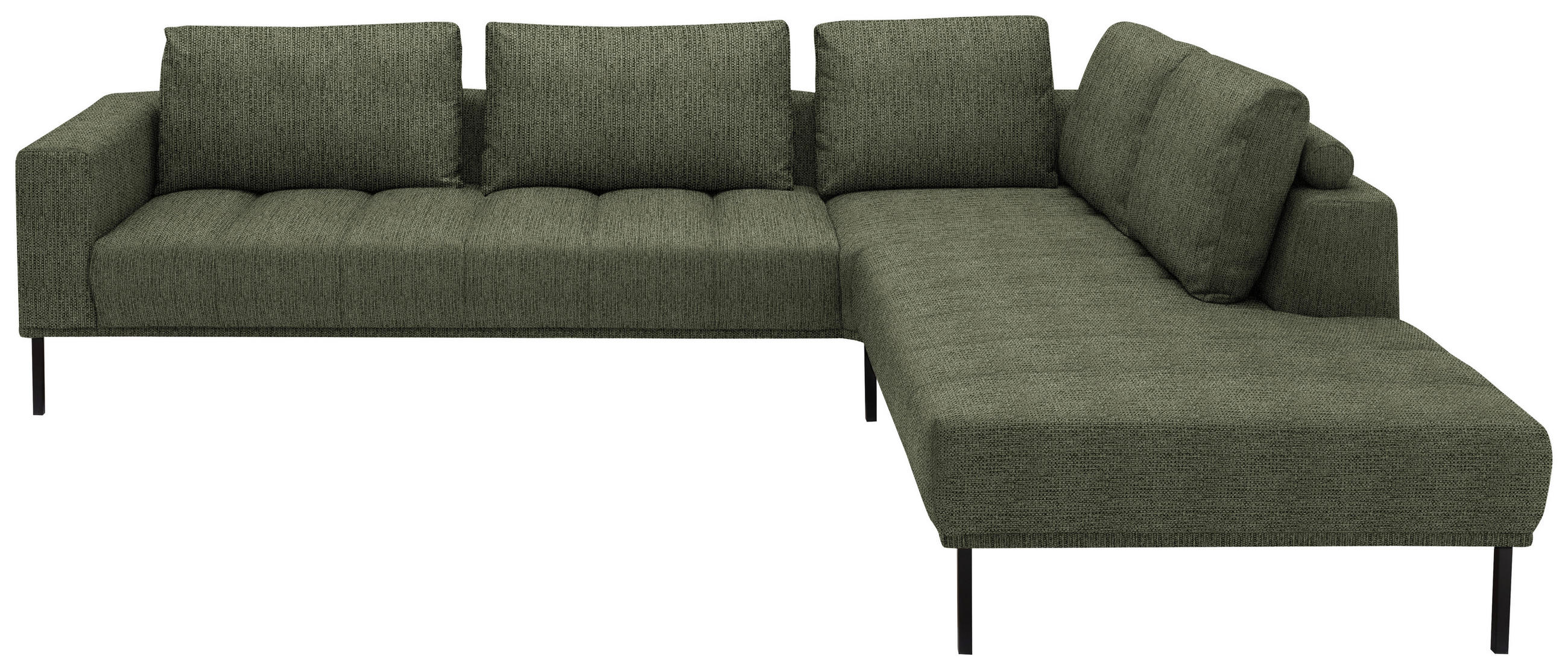 ECKSOFA  in Flachgewebe Grün  308/270 cm  - Schwarz/Grün, Design, Textil/Metall (308/270cm) - Pure Home Lifestyle