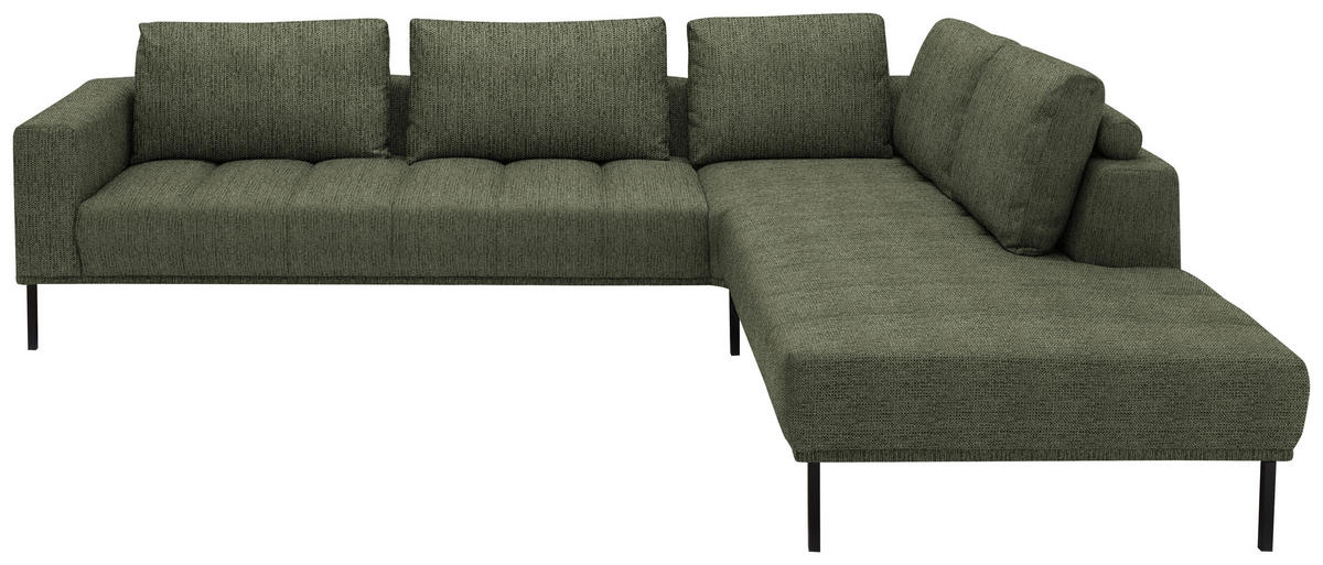 ECKSOFA  in Flachgewebe Grün  308/270 cm  - Schwarz/Grün, Design, Textil/Metall (308/270cm) - Pure Home Lifestyle