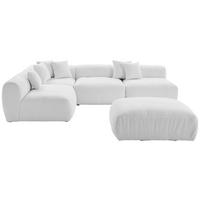 ECKSOFA inkl. Hocker Flachgewebe, Teddystoff Weiss  - Weiss, Trend, Textil (235/315cm) - Livetastic