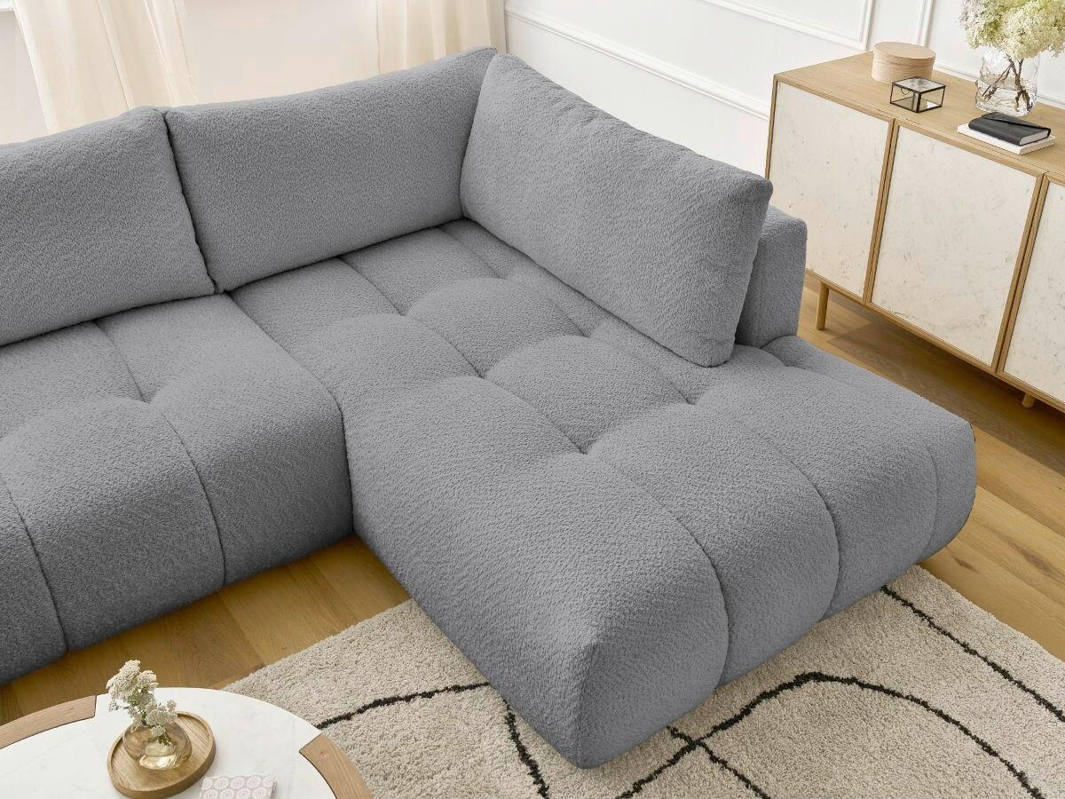 WOHNLANDSCHAFT  FUJI  Dunkelgrau Bouclé  - Dunkelgrau/Schwarz, MODERN, Kunststoff/Textil (160/377/204cm)