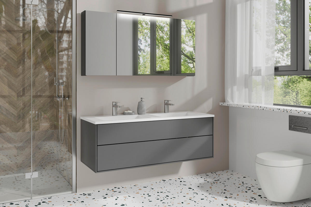 SPIEGELSCHRANK 120/60/20 cm  - Anthrazit, MODERN, Glas/Holzwerkstoff (120/60/20cm) - MID.YOU