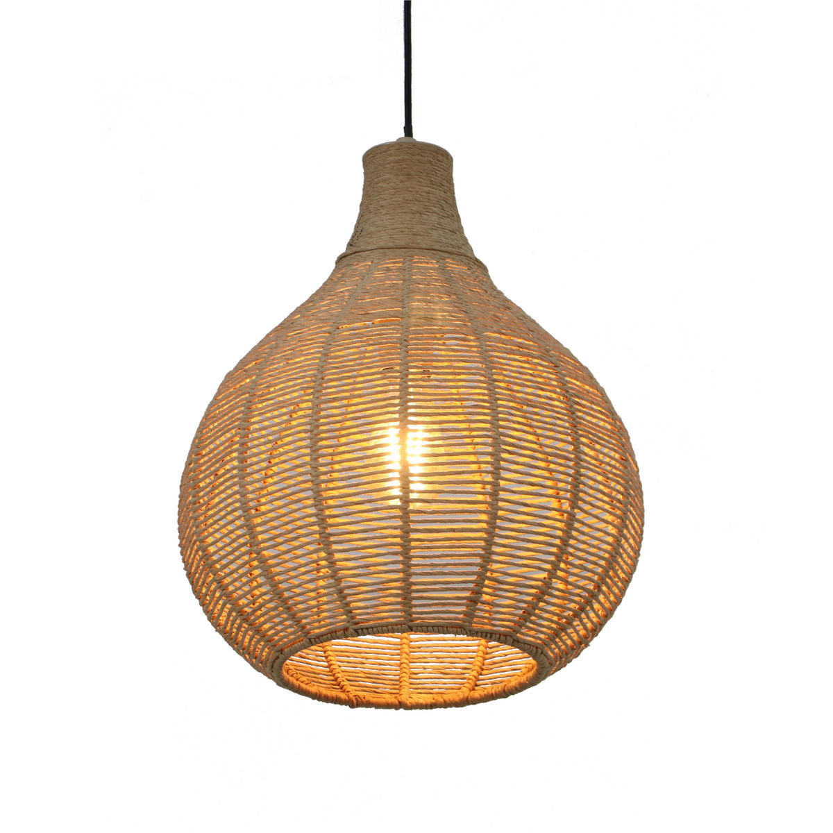 HÄNGELEUCHTE 34/177 cm   - Schwarz/Naturfarben, Natur, Naturmaterialien/Metall (34/177cm) - Trio Leuchten