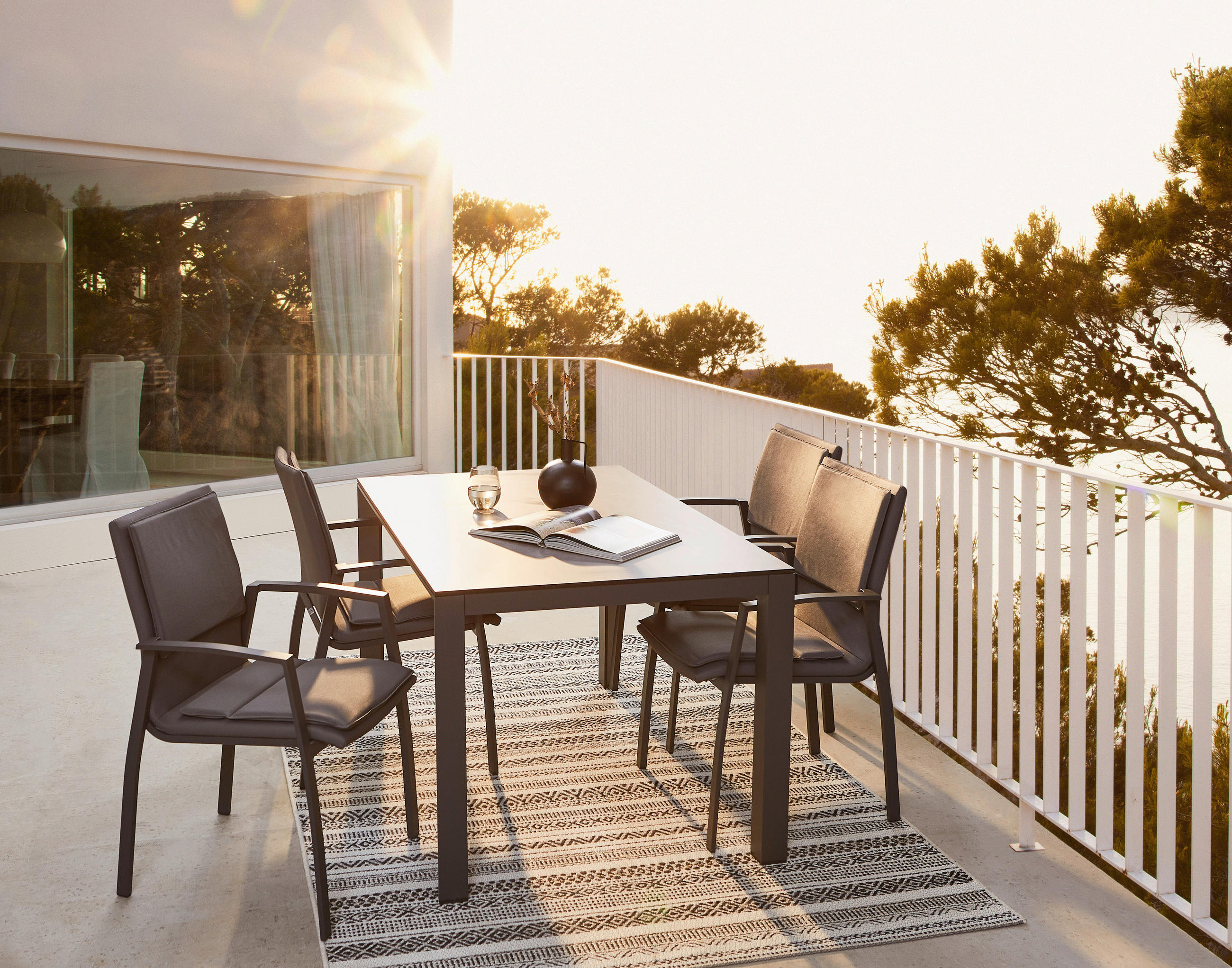 GARTENTISCH 140/90/75 cm Metall, Kunststoff rechteckig  - Dunkelgrau/Anthrazit, Design, Kunststoff/Metall (140/90/75cm) - Amatio