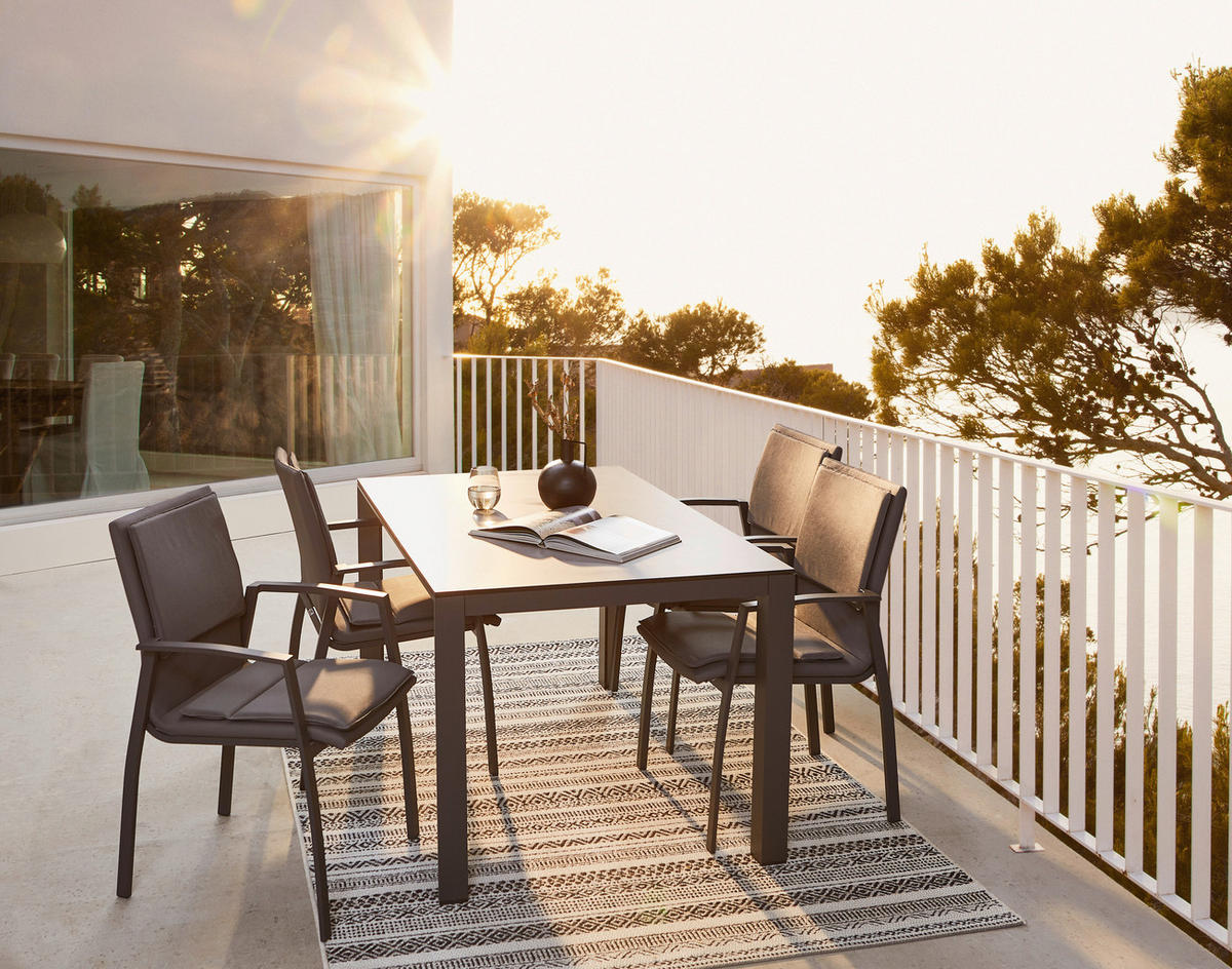 GARTENTISCH 140/90/75 cm Metall, Kunststoff rechteckig  - Dunkelgrau/Anthrazit, Design, Kunststoff/Metall (140/90/75cm) - Amatio