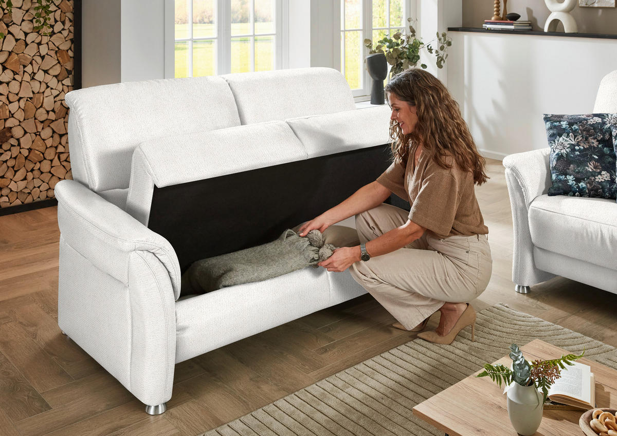 2,5-SITZER Flachgewebe Alabasterfarben  - Alabasterfarben/Alufarben, Konventionell, Textil/Metall (172/96/93cm) - Beldomo Premium