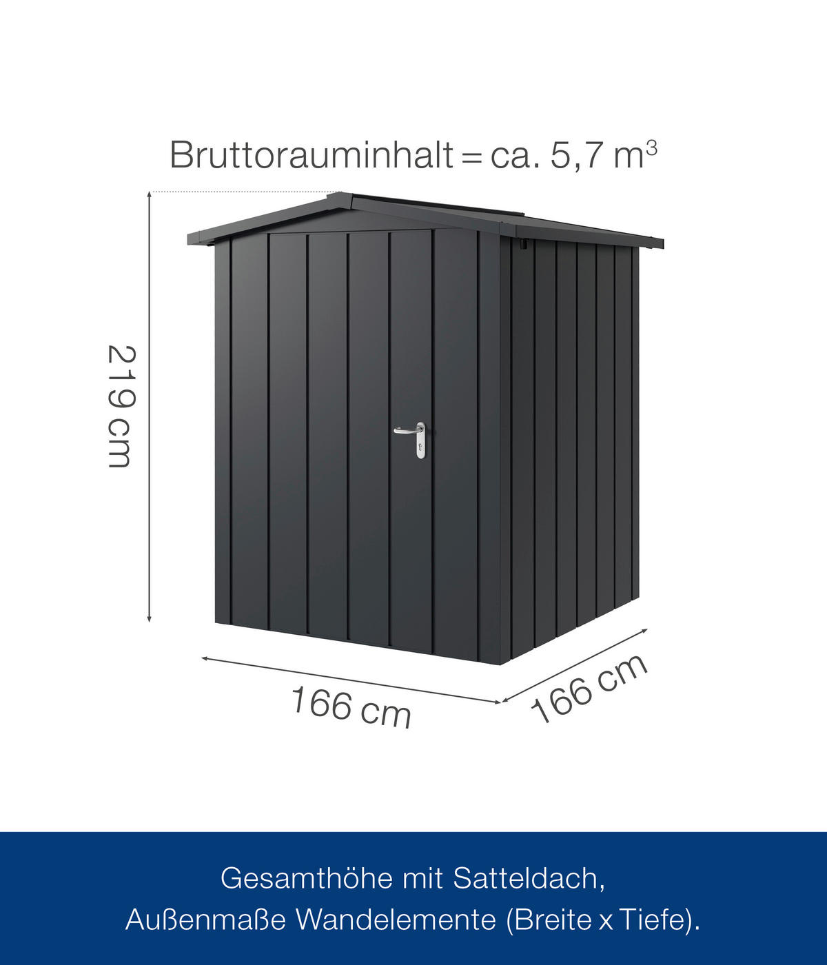 GERÄTEHAUS 189/219/181 cm  - Anthrazit, Basics, Metall (189/219/181cm)