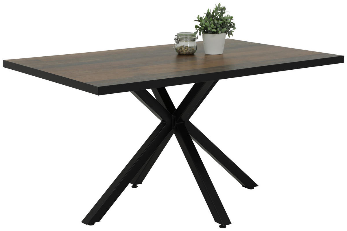 ESSTISCH rechteckig Schwarz, Dunkelbraun  - Dunkelbraun/Schwarz, MODERN, Holzwerkstoff/Metall (140/90/76cm) - MID.YOU
