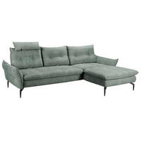 ECKSOFA inkl.Funktionen Grün Webstoff  - Schwarz/Grün, Design, Textil/Metall (284/185cm) - Voleo